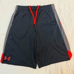 Under Armour youth Dark Gray and orange Athletic Shorts